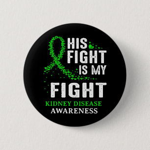 Kidney Disease Awareness Survivor Green Ribbon Men Button
