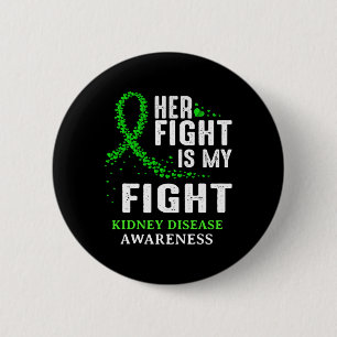 Kidney Disease Awareness Survivor Green Ribbon Men Button