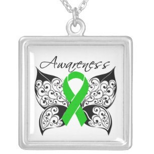 Kidney Disease Awareness Tattoo Butterfly Silver Plated Necklace