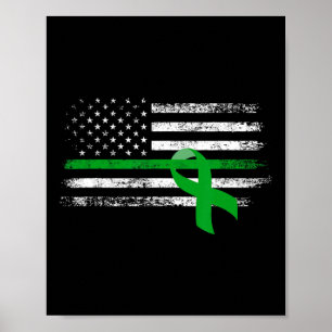 Kidney Disease Awareness Us Flag Support Squad Gre Poster