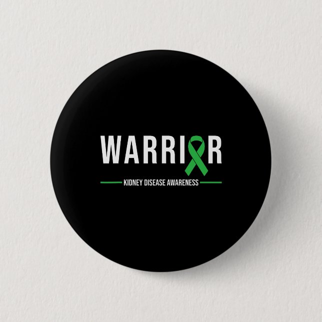 Kidney Disease Awareness Warrior Recovery Green Ri Button (Front)