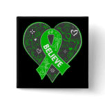 Kidney Disease Believe Ribbon Heart Button