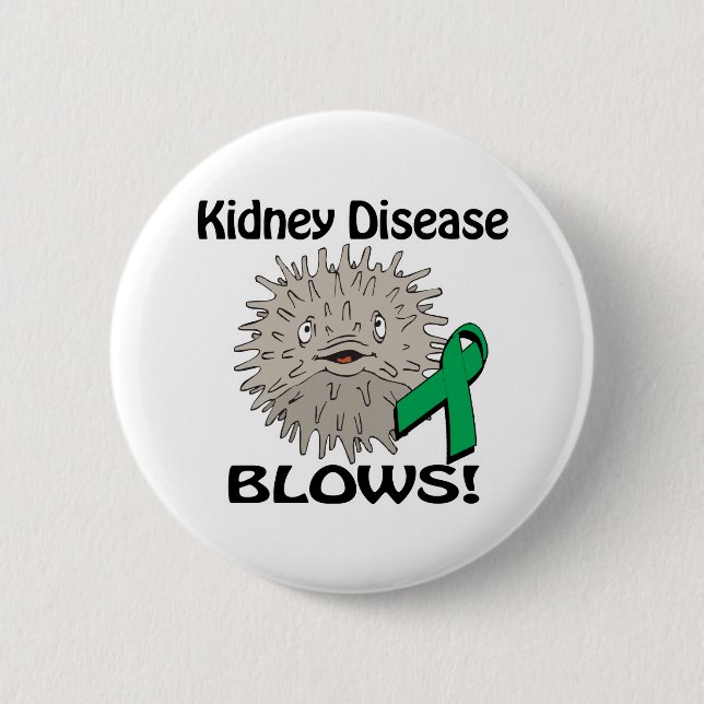 Kidney Disease Blows Awareness Design Button (Front)