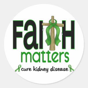 Kidney Disease Faith Matters Cross 1 Classic Round Sticker
