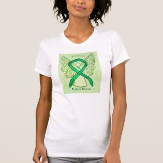 Kidney Disease Green Awareness Ribbon Angel Shirt