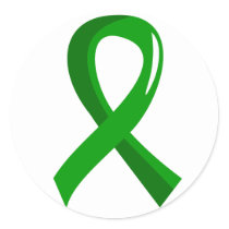 Kidney Disease Green Ribbon 3 Classic Round Sticker