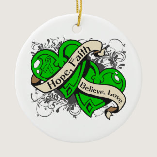 Kidney Disease Hope Faith Dual Hearts Ceramic Ornament