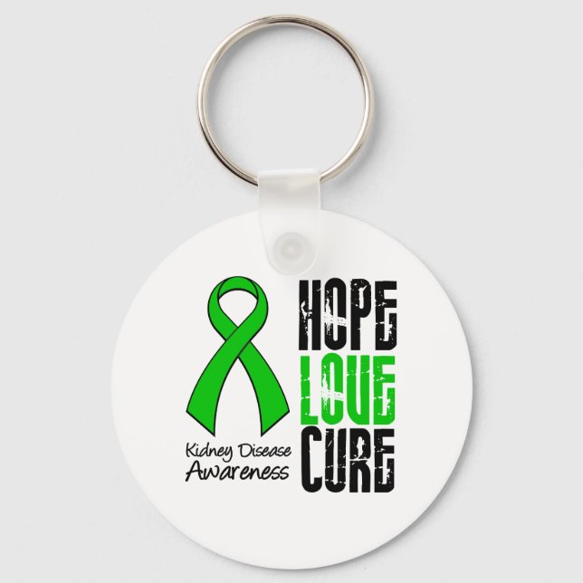 Kidney Disease Hope Love Cure Ribbon Keychain (Front)