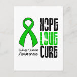 Kidney Disease Hope Love Cure Ribbon Postcard