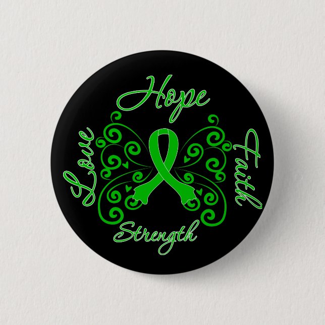 Kidney Disease Hope Motto Butterfly Pinback Button (Front)