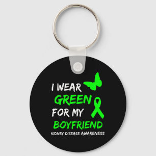 Kidney Disease I Wear Green For My Boyfriend Ribbo Keychain