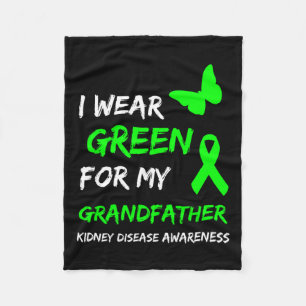 Kidney Disease I Wear Green For My Grandfather Rib Fleece Blanket