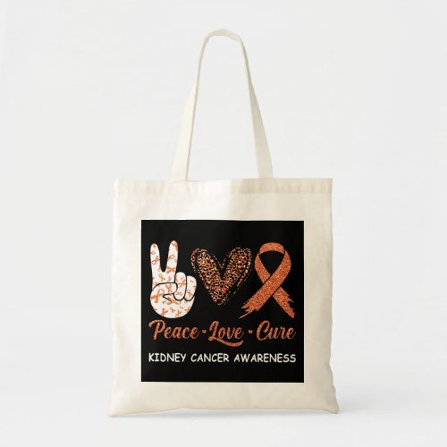 Kidney Disease Peace Love Cure Leopard Tote Bag