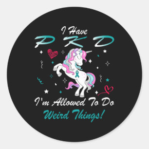 Kidney Disease Pkd Awareness Unicorn Support Classic Round Sticker