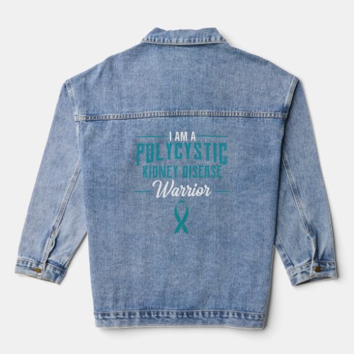 Kidney Disease Pkd Warrior Pckd Awareness Teal 1   Denim Jacket