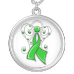 Kidney Disease Ribbon Angel In Memory Silver Plated Necklace