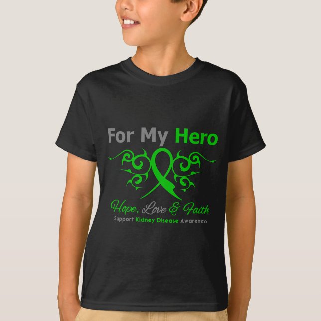 Kidney Disease Tribal Ribbon Hero T-Shirt (Front)