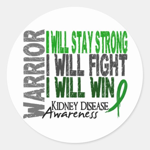 Kidney Disease Warrior Classic Round Sticker