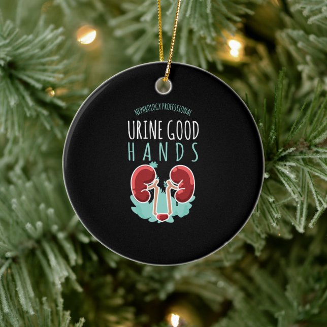 Kidney Doctor Urology Gift Urine Good Hands Ceramic Ornament (Tree)