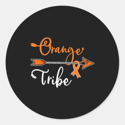 Kidney Leukemia Cancer Awareness Orange Ribbon Tri Classic Round Sticker