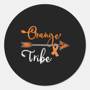 Kidney Leukemia Cancer Awareness Orange Ribbon Tri Classic Round Sticker