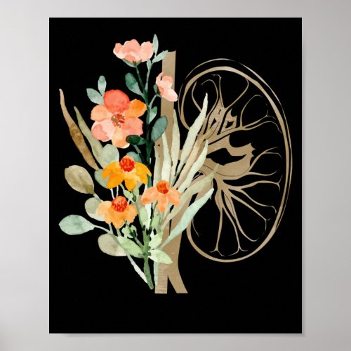 Kidney Organ Flower Dialysis Nurse Poster