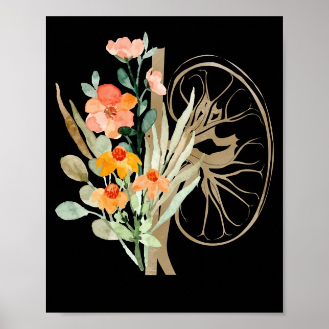 Kidney Organ Flower Dialysis Nurse Poster (Front)