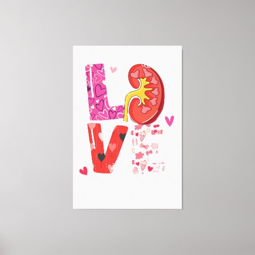 Kidney Organ Love Dialysis Squad Nurse Nursing Val Canvas Print