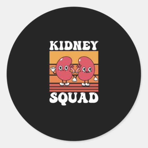 Kidney Squad Retro Groovy Classic Round Sticker