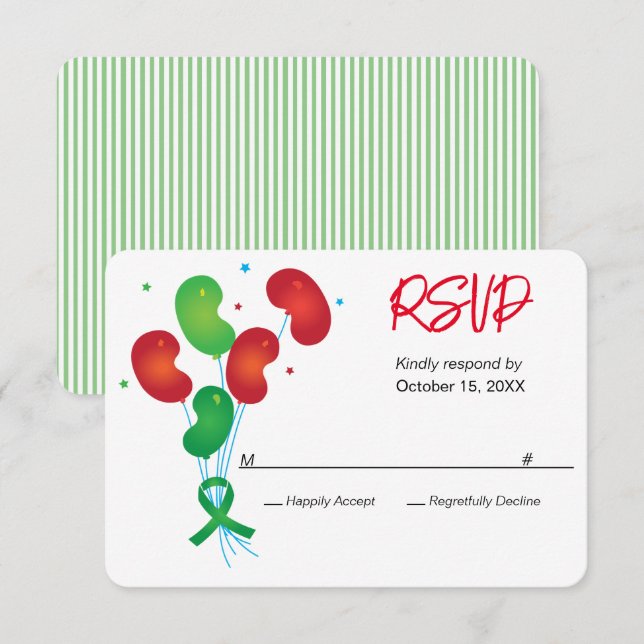 Kidney-versary Balloons Customizable Party RSVP (Front/Back)