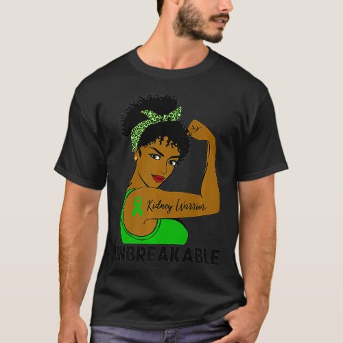 Kidney Warrior Strong Black Women Unbreakable Awar T_Shirt