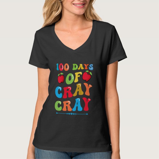 Kids 100 Days of Cray Cray - Apples and Books T-Shirt (Front)
