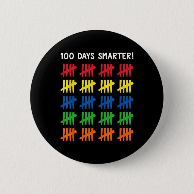 Kids 100 Days of School  100 Tally Marks  Button (Front)