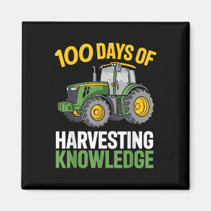 Kids 100 Days Of School Boy Tractor Farming 100th Magnet