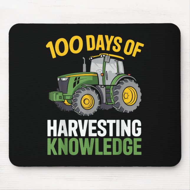 Kids 100 Days Of School Boy Tractor Farming 100th  Mouse Pad (Front)