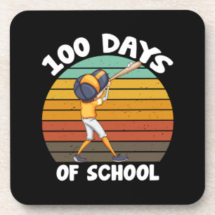 Kids 100 Days Of School Boys 100th Day Baseball Beverage Coaster