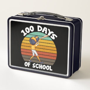 Kids 100 Days Of School Boys 100th Day Baseball Metal Lunch Box