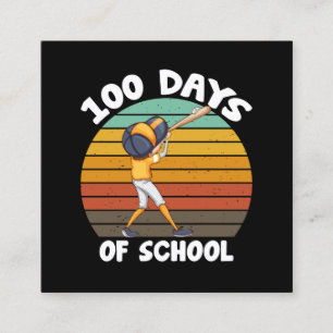 Kids 100 Days Of School Boys 100th Day Baseball Square Business Card