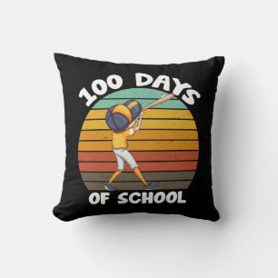 Kids 100 Days Of School Boys 100th Day Baseball Throw Pillow
