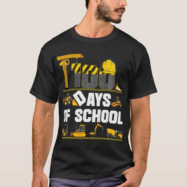 Kids 100 Days Of School Construction Vehicle Toddl T-Shirt (Front)