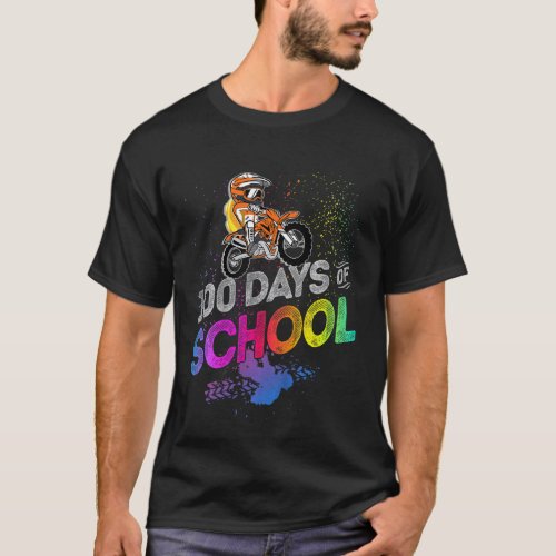 Kids 100 Days Of School Rider Dirt Bike Backpack F T_Shirt