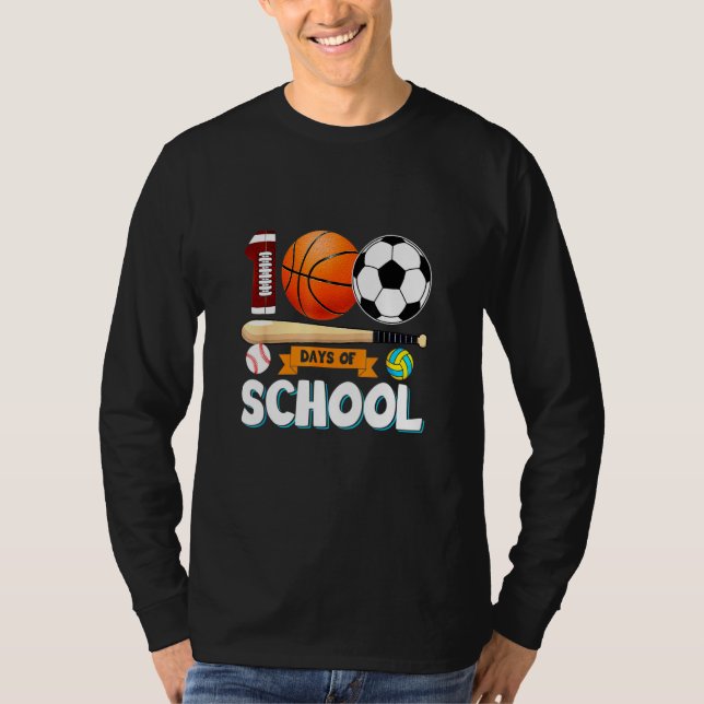 Kids 100 Days Of School Sports Happy 100Th Day Of  T-Shirt (Front)