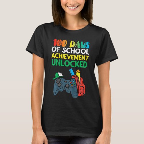 Kids 100 Days Of School Unclocked Gamer 100th Day  T_Shirt