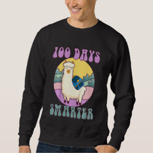 Kids 100 days smarter, Cute llama Happy 100th Day  Sweatshirt