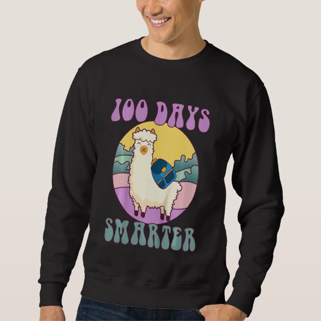 Kids 100 days smarter, Cute llama Happy 100th Day  Sweatshirt (Front)