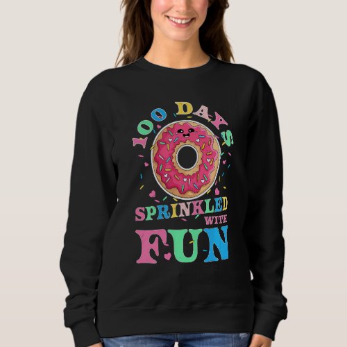 Kids 100 Days Sprinkled With Fun Donut Kids 100th  Sweatshirt