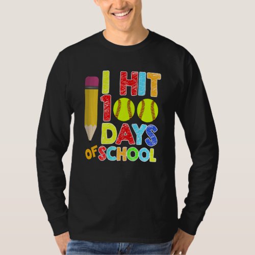 Kids 100th Day Of School Baseball I Hit 100 Days O T_Shirt