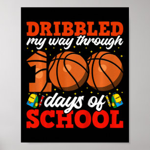 Kids 100th Day Of School Boys Bysketbyll 100 Days Poster