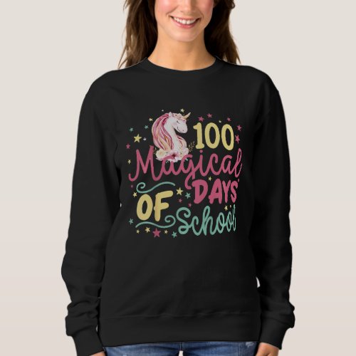 Kids 100th Day Of School Girls Unicorn 100 Magical Sweatshirt