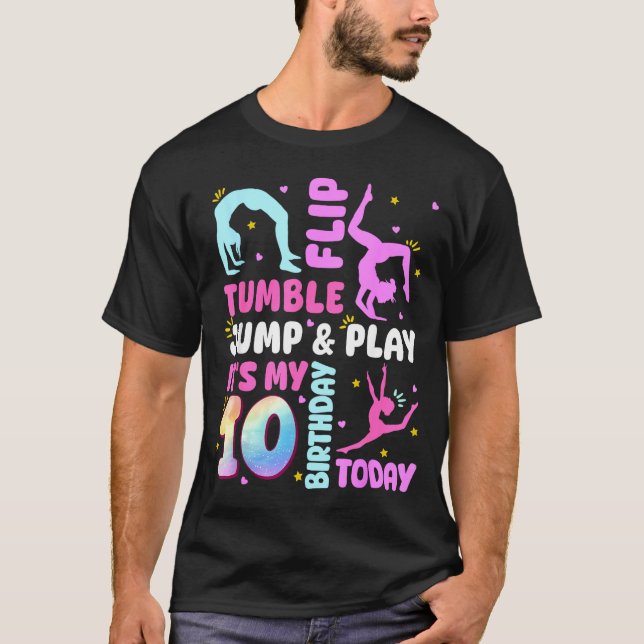 Kids 10 Year Old Bday Gymnast 10th Gymnastics Birt T-Shirt (Front)
